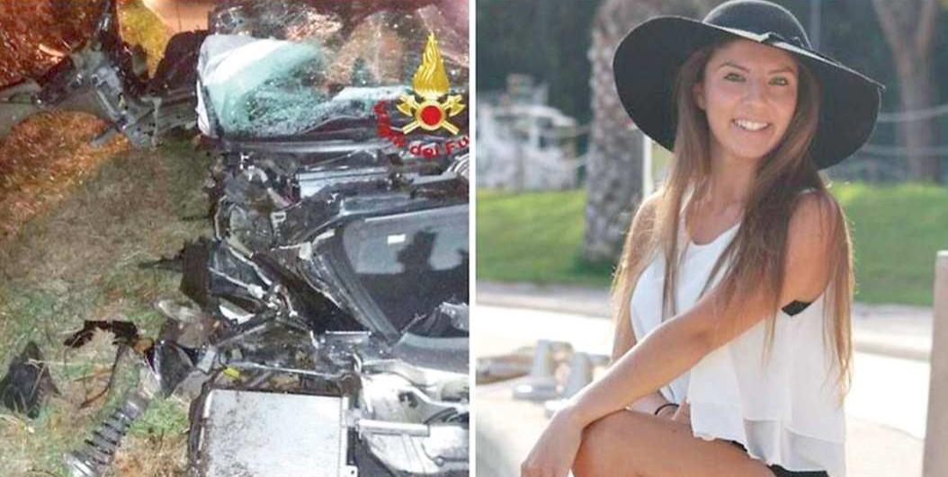 La vittima dello scontro e i resti della Porsche