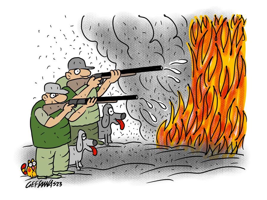 La vignetta di Gef: i cacciatori nelle squadre antincendio