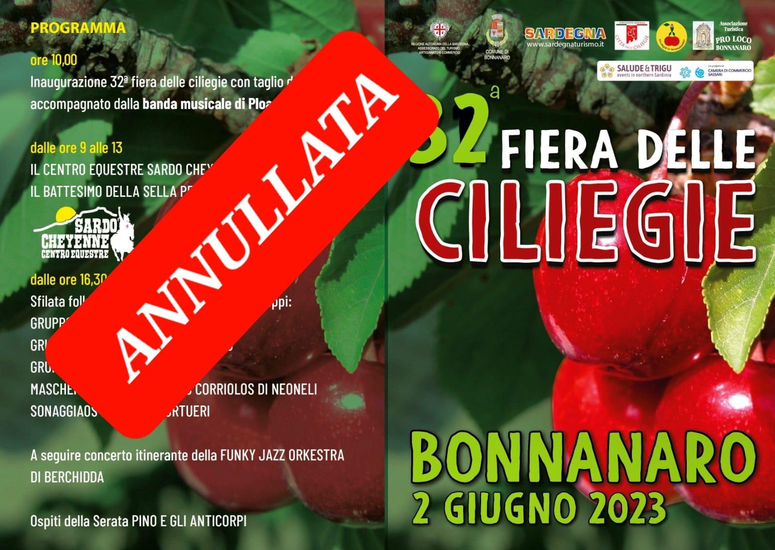 Bonnanaro, ciliegie distrutte da pioggia e vento: la fiera del 2 giugno è annullata 