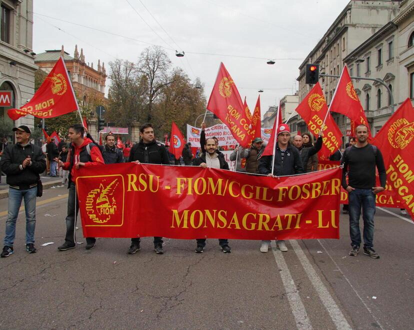Una vecchia manifestazione di protesta alla Fosber