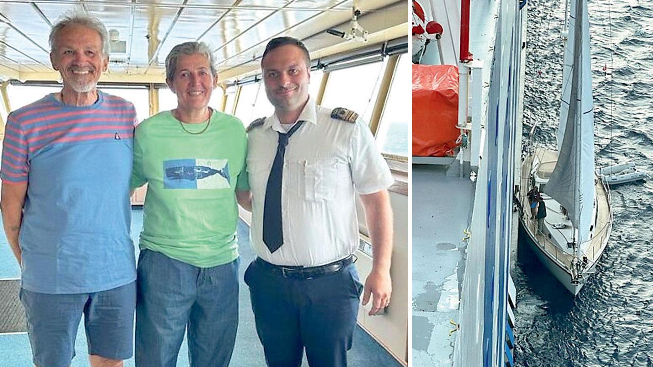 Barca in fiamme in mezzo al mare, due velisti salvati da un capitano livornese