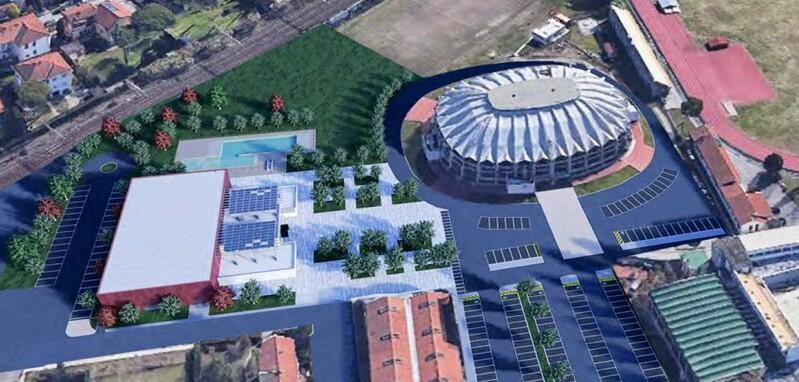La simulazione grafica dell’area di Barbaricina con la nuova piscina