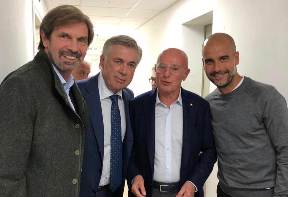 Filippo Galli, Carlo Ancelotti, Arrigo Sacchi e Pep Guardiola