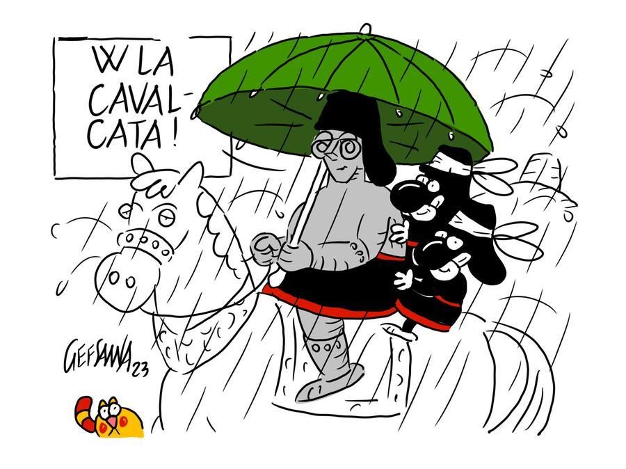 La vignetta di Gef: il clima impazzito affonda la Cavalcata