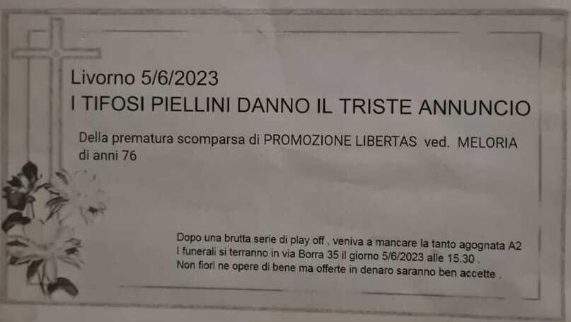 «È scomparsa la signora Promozione Libertas». In città i volantini ironici dei tifosi Pielle