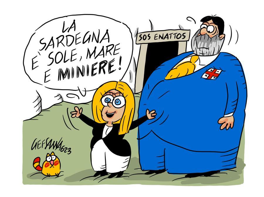 La vignetta di Gef: sostegno del governo per l’Et a Sos Enattos