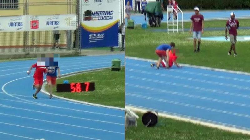 Gioele, il bello dello sport: aiuta l’avversario a rialzarsi e perde la gara di atletica – Video