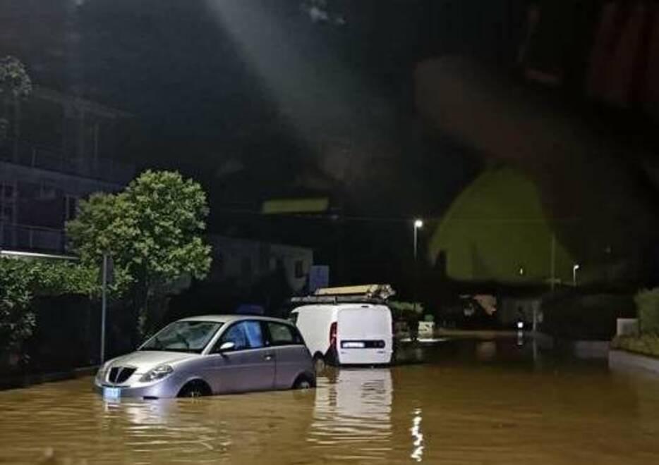 Una immagine dell’acqua alta a Stabbia nell’agosto 2022