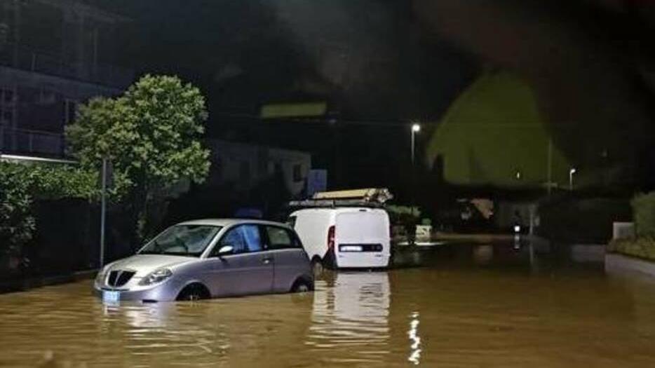 Una immagine dell’acqua alta a Stabbia nell’agosto 2022