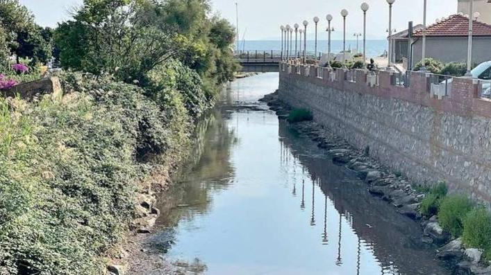 Il tratto finale del torrente Petraia a Follonica finito nel mirino del consigliere comunale di FdI Danilo Baietti (foto Giorgio)