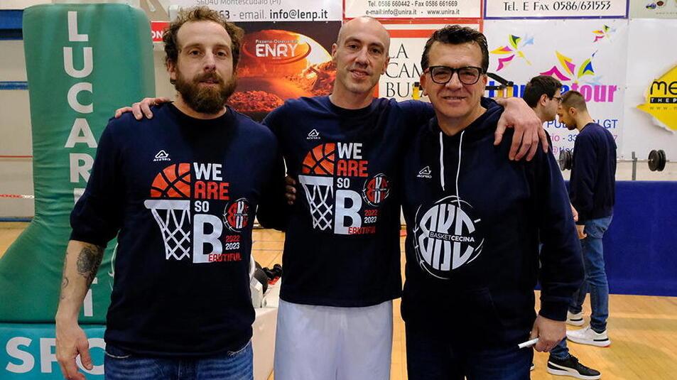 Giovanni Bruni con i coach Andrea Da Prato (a destra) e Giuliano Biancani