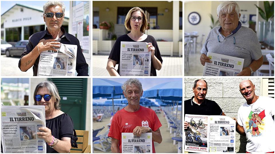 Da sinistra in senso orario: Gabriele Ruberti (bagno Marco Polo, Marina di Pisa); Mita Nicodemi (Paradiso, Tirrenia); Gianni Annibali (bagno Imperiale, Tirrenia); Monica Fontani (Maestrale, Tirrenia); Stefano Tempestini (Maddalena, Tirrenia); Marzio e Fabio Gabbrielli (Corallo, Tirrenia)