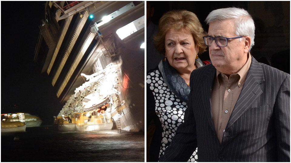 Ernesto Carusotti e la moglie Paola Falconi ai tempi del processo a Grosseto e la Concordia quella notte