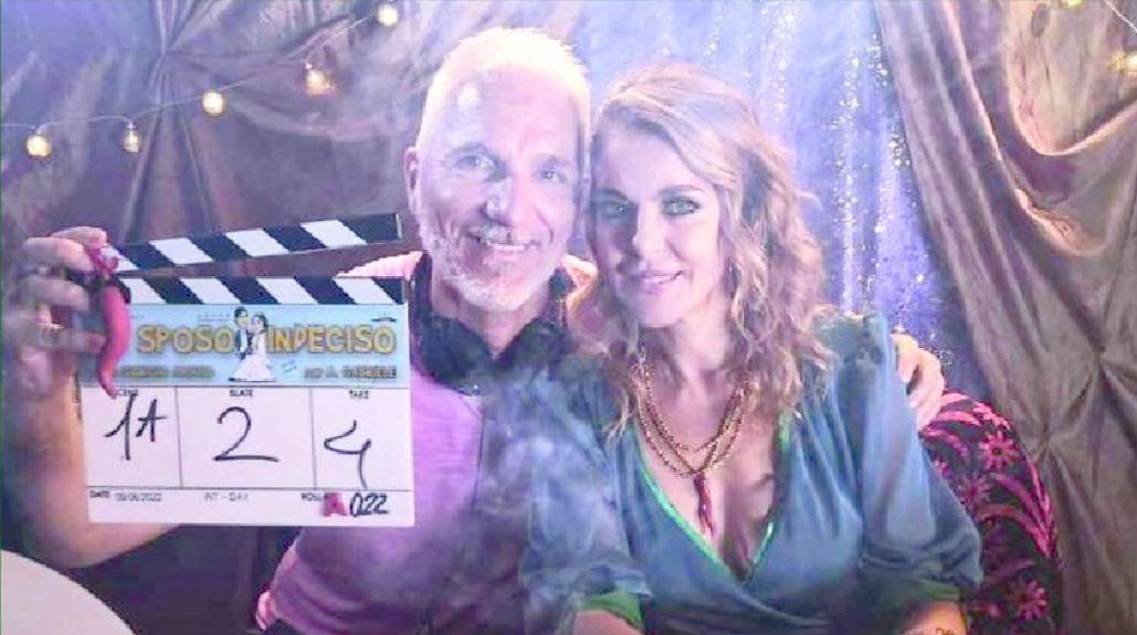 Amato con la Gerini sul set del film "Lo sposo indeciso"