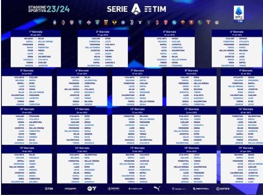 Serie A, il calendario completo del campionato 2023-2024. Si parte il 19-20 agosto