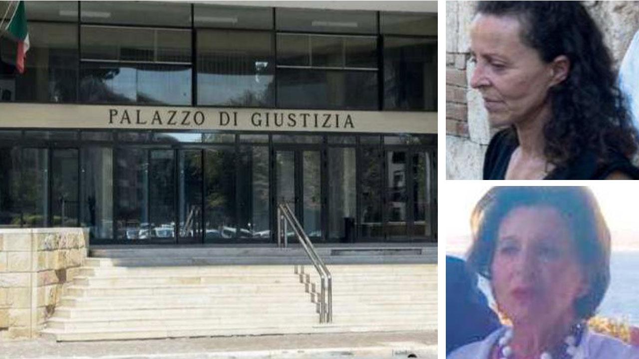 Il palazzo di giustizia di Grosseto e Benedetta Marzocchi e la mamma Giuseppina De Francesco