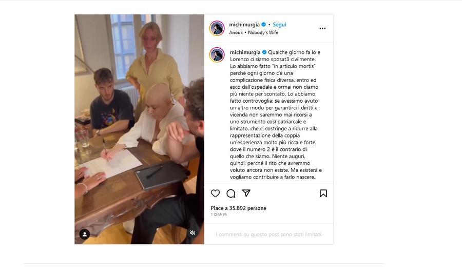 Michela Murgia si è sposata con Lorenzo Terenzi: «Il rito che avremmo voluto ancora non esiste, ma esisterà»