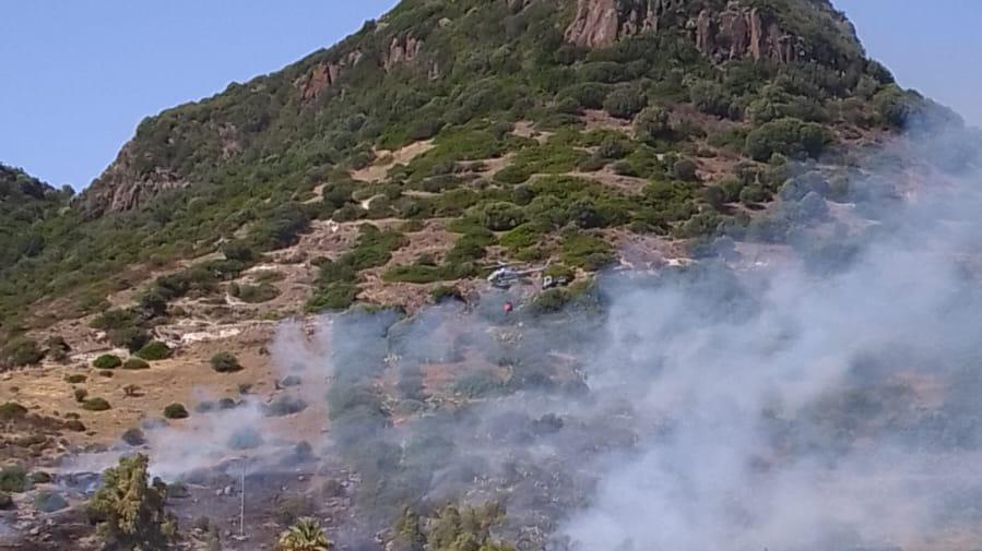 Le fiamme nella zona di Aladerru