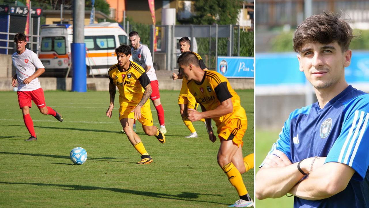 Un’azione del test di ieri a Rovetta e accanto Alessandro Arena (foto ufficio stampa Pisa Sc)