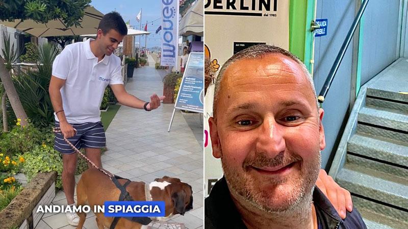 L’influencer Luigi Grammauta con il cane Flavio e Marco Daddio Presidente balneari di Lido di Camaiore