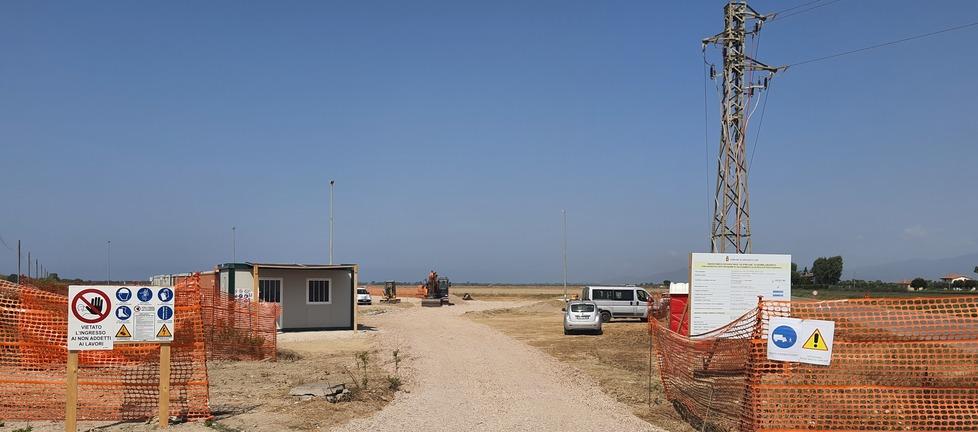 L’ingresso del cantiere di Sorgenia alle Strillaie