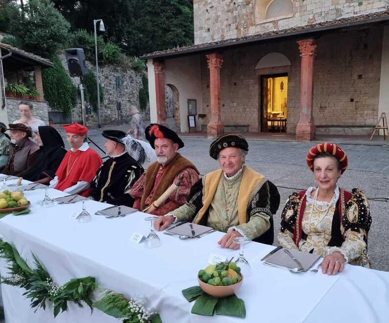 I figuranti che hanno partecipato alla cena rinascimentale alla Rocca