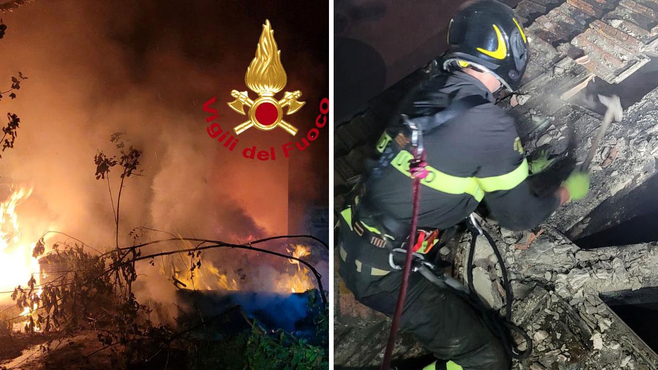 L'incendio e l'inetrvento dei vigili del fuoco