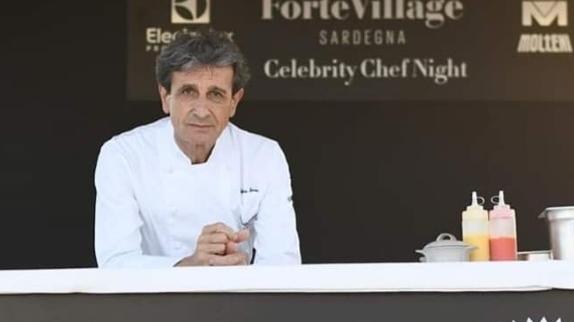Lo chef Sandro Serva , 1 stella Michelin al ristorante "La trota"