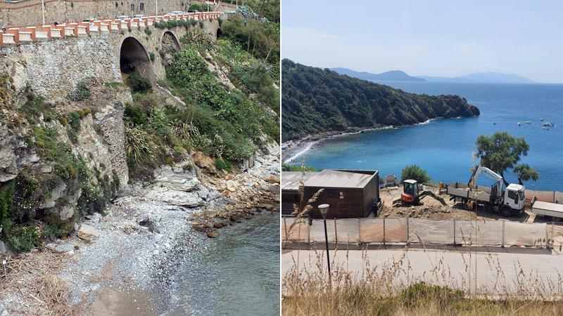 Falesia lungo viale del Popolo a Piombino: 140 giorni per consolidarla