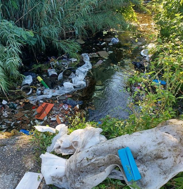 Il torrente Brusigliano pieno di rifiuti