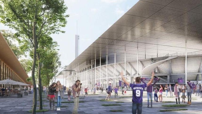 Uno dei rendering che mostrano il volto di quello che dovrebbe essere il nuovo stadio di Firenze dopo l'ammodernamento dell'Artemio Franchi 