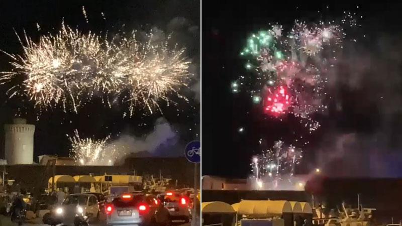 Livorno, venti minuti di fuochi d’artificio in Fortezza Vecchia per salutare la nave. «Era necessario?»