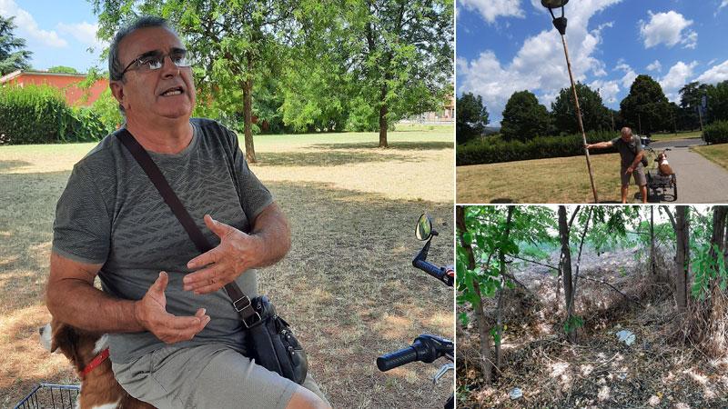 Lampioni divelti e sporcizia a Prato: via Baracca, l’agonia dei giardini