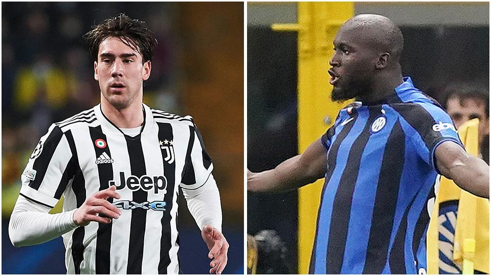 l’attaccante della Juve Dusan Vlahovic e Romelu Lukaku che ha rotto con il Chelsea