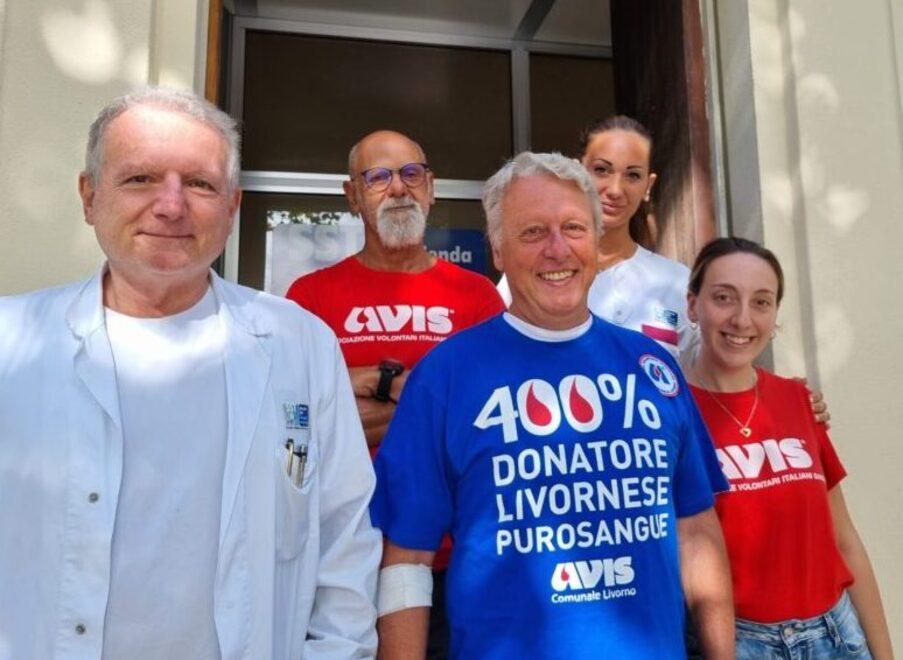 In trent'anni 400 donazioni di sangue, pensionato livornese da record&nbsp;<br>
