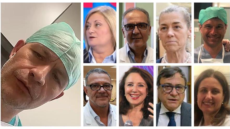 Nel riquadro grande Andrea Minervini. Nella fila in alto, da sinistra: Sandra Pfanner, Sergio Serni, Laura Masi e Giuseppe Spinelli; nella fina in basso, da sinistra: Carlo Nozzoli, Maria Coccia, Pierluigi Stefano, Daniela Massi