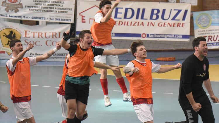 I biancorossi in un momento di esultazione