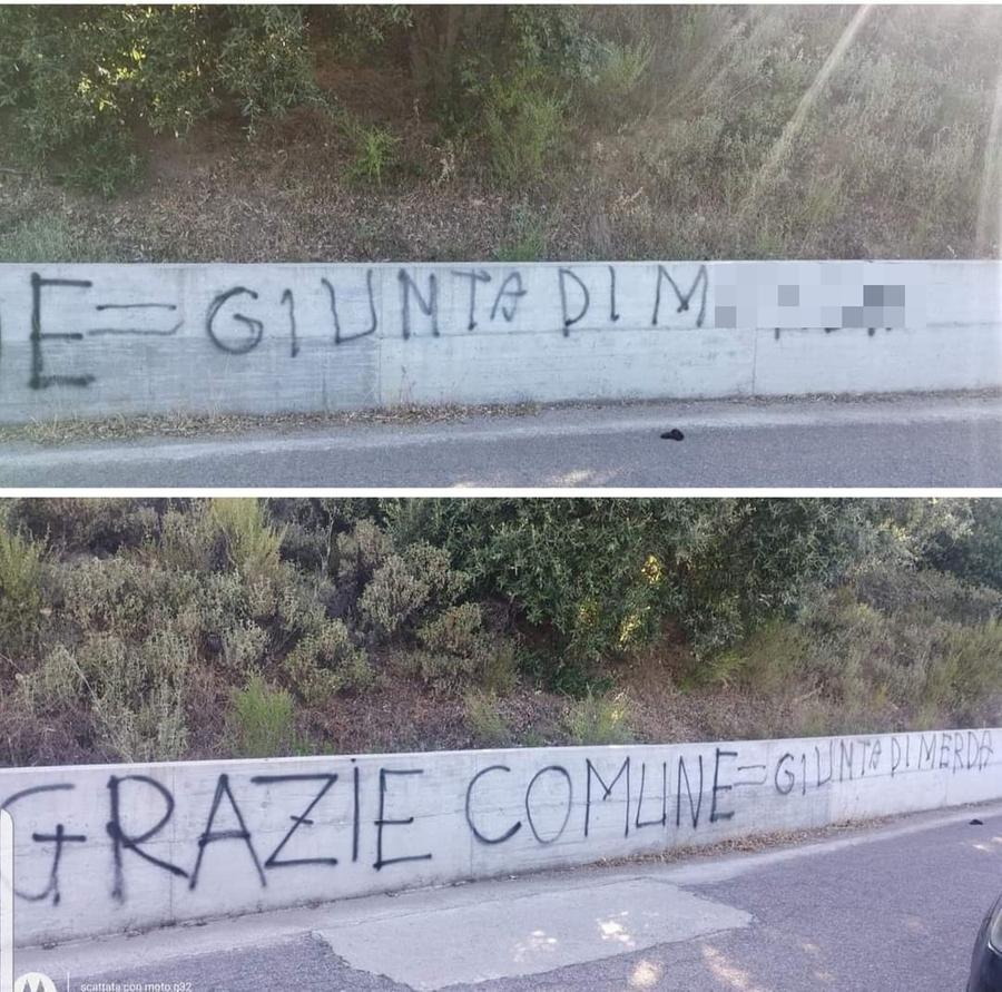 Lanusei, lavori troppo lunghi nella zona di Sa Serra: su un muro insulto contro il Comune