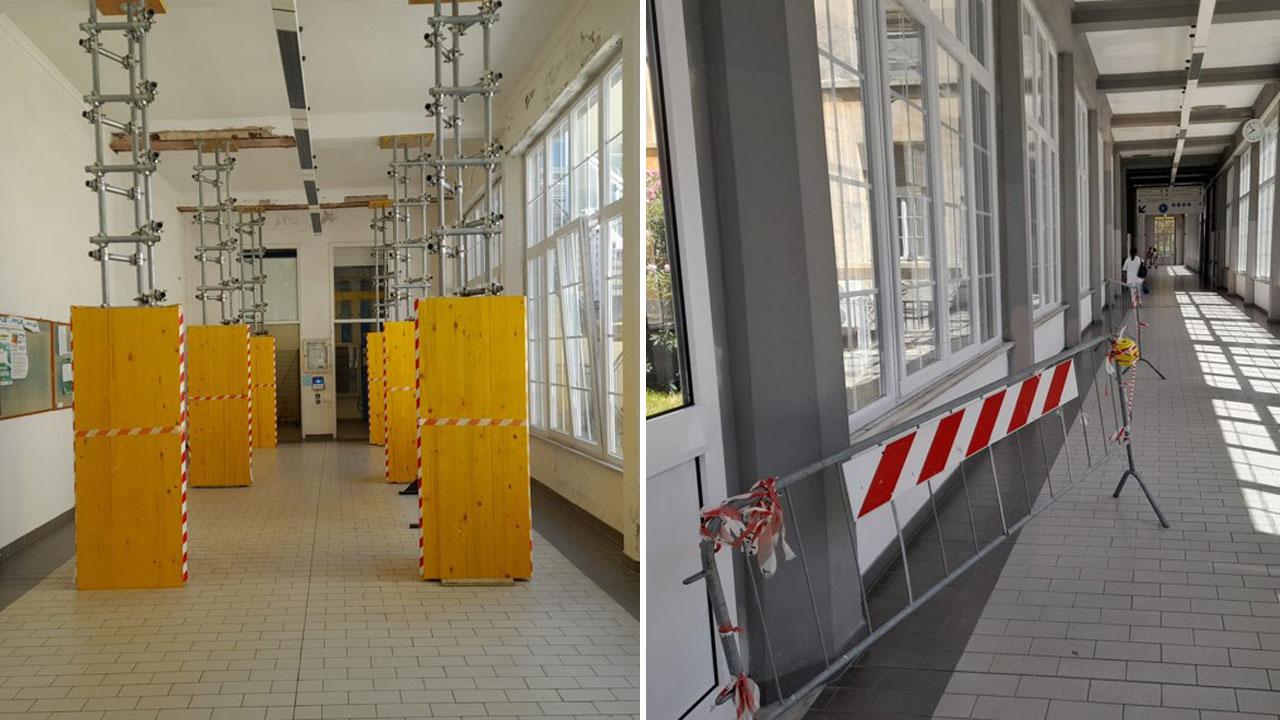 I corridori dell'ospedale transennati