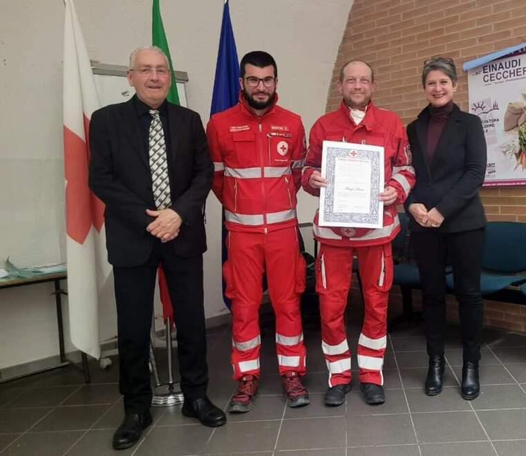 Da sinistra Landi, presidente Cri Venturina, Marchi, Tommei e l’assessora Fossi
