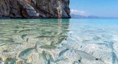 Una foto di Cala Mariolu usata per pubblicizzare Corfù