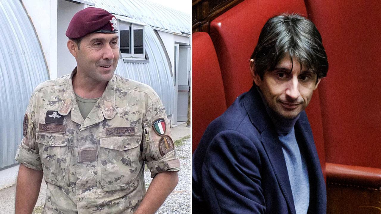 A sinistra il generale Roberto Vannacci e a destra il deputato di FdI Giovanni Donzelli