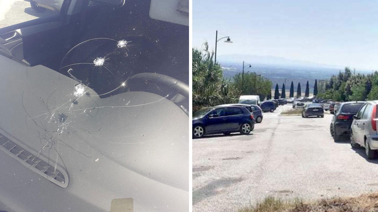 I danni all’auto del pensionato e il parcheggio dove avvengono i vandalismi