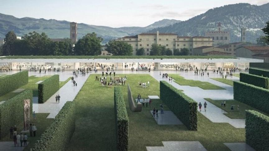 Il rendering del progetto del parco urbano che dovrebbe nascere nell’area nata dalla demolizione dell’ex ospedale Misericordia e Dolce