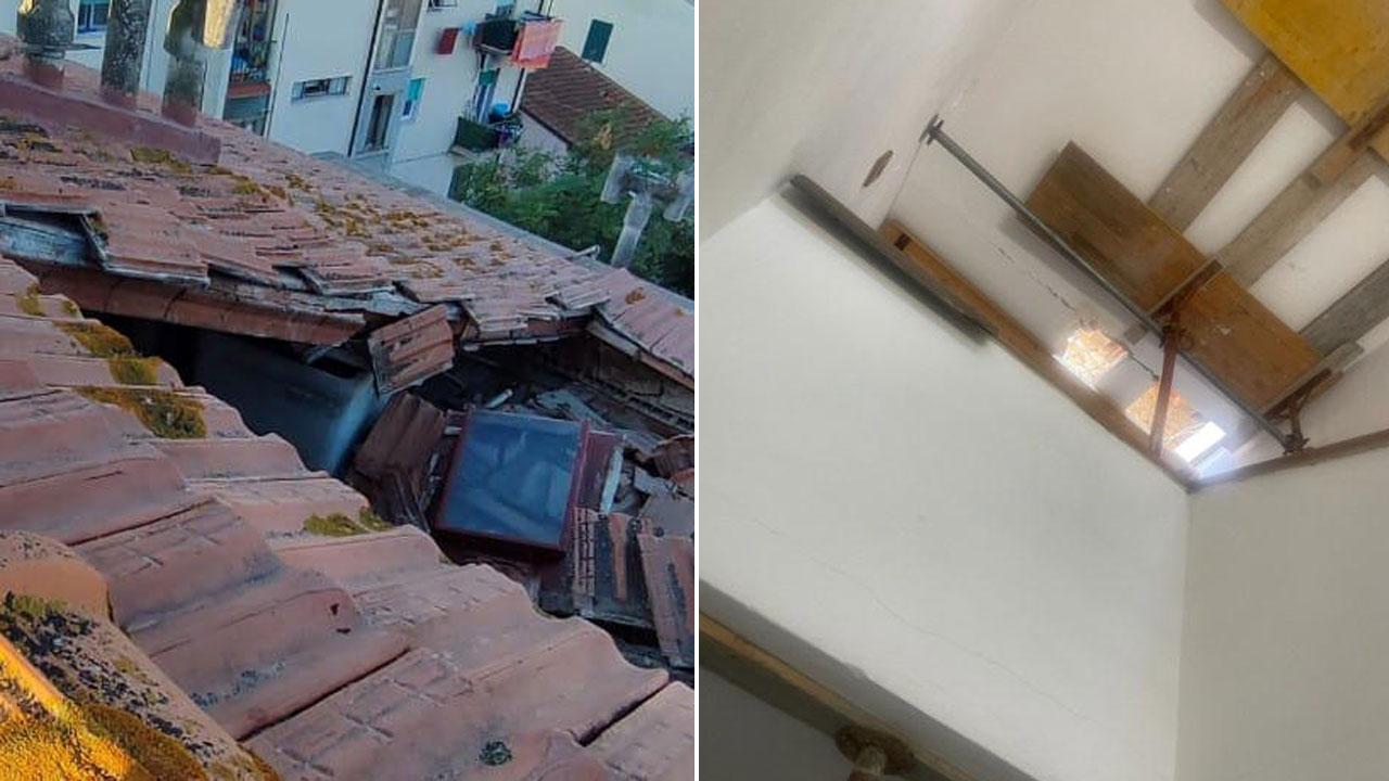 I danni al tetto dopo il cedimento della copertura
