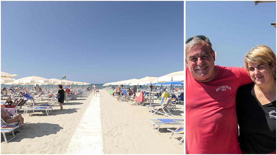 Piero Bellandi e sua figlia Sara, titolari del bagno Nuova Italia di Viareggio