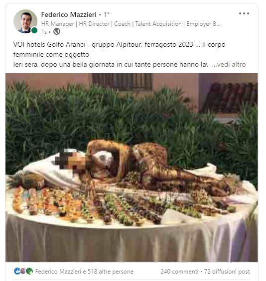 Ragazza nel buffet, Federalberghi: «Vicenda di cattivo gusto ma si tratta di un errore personale»