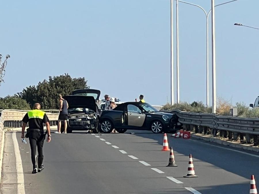 
	Il tamponamento in direzione Sestu (foto Rosas)

