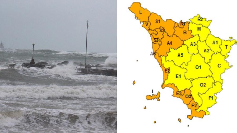 Maltempo in Toscana, scatta l’allerta arancione per temporali e forte vento: le zone più a rischio