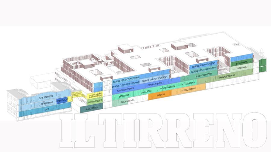 Nuovo ospedale a Livorno: 12 sale e maxi rianimazione. Ecco la mappa in anteprima